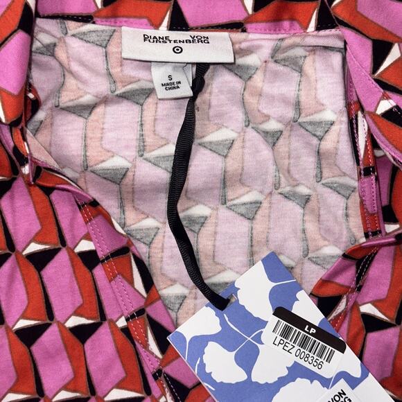 Diane von Furstenberg x Target Wrap Dress Pink Red Geometric Print S (No Belt) - Picture 3 of 4